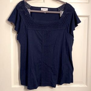 Liz Claiborne Short Sleeve Top, Navy Blue, XXL